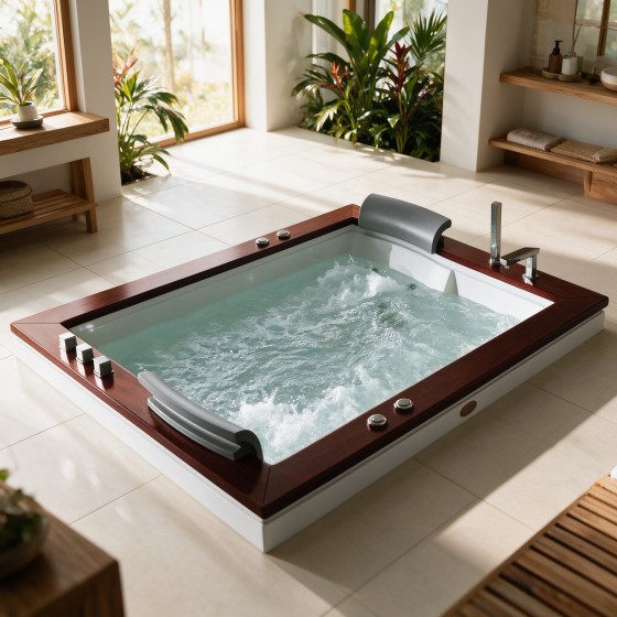 Rectangular Built-in Massage Bathtub F10